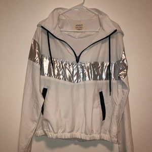 Ashley by 26 International white & silver half-zip windbreaker